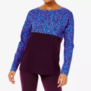NWOT Lilly Pulitzer Finn Top Women Medium Blue Flare Growl and Prowl Longsleeve